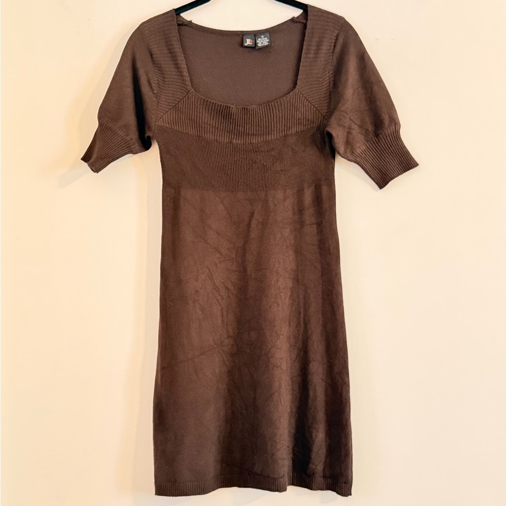 JL Chic Brown Mini Knit Dress Size M